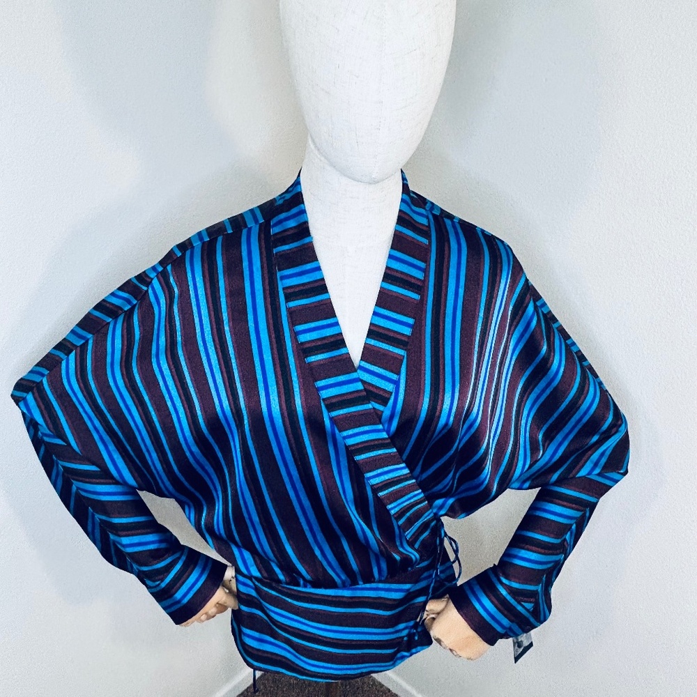 INC NEW Women's Multi Striped Wrap Blouse